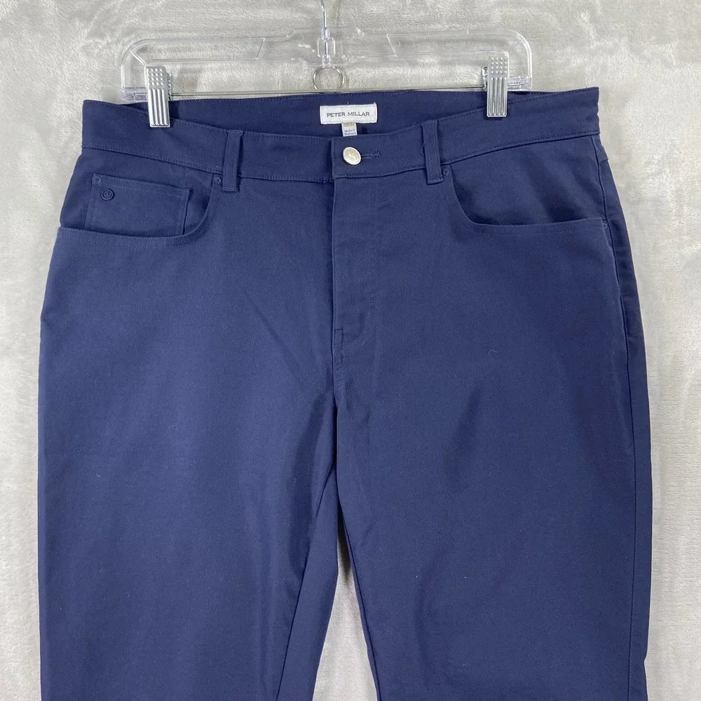 Peter Millar Pants Mens 34x32 Chino EB66 Classic Tapered Fit 5-Pocket Golf Blue